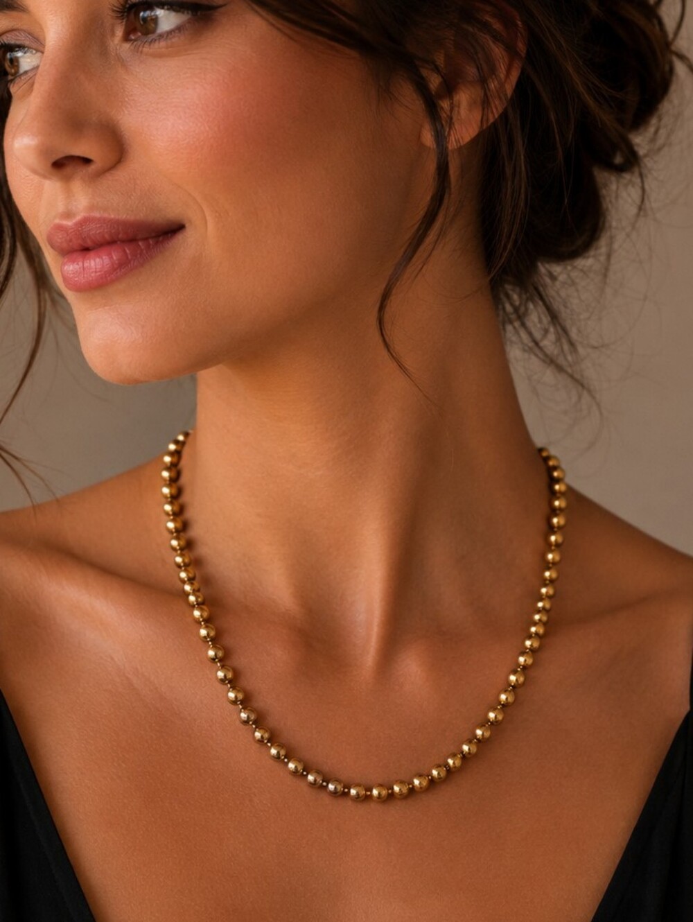 Vintage Napier Goldtone Metal Beaded Necklace